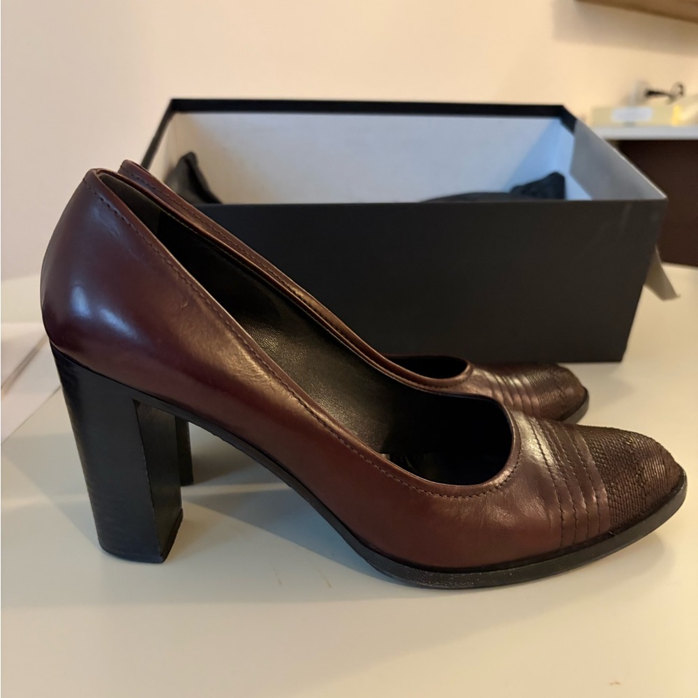 Jil Sander Wine  Leather Women's Pumps (size 39)